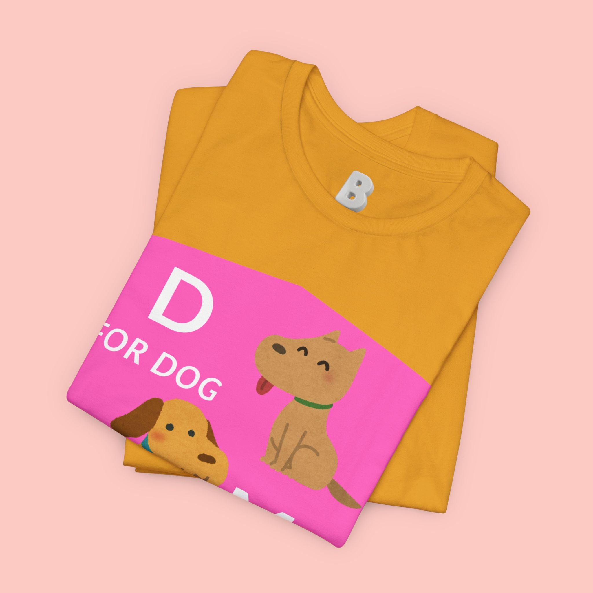 Dog Mom T-Shirt — Cute Pink "D for Dog, M for Mom" Graphic Tee