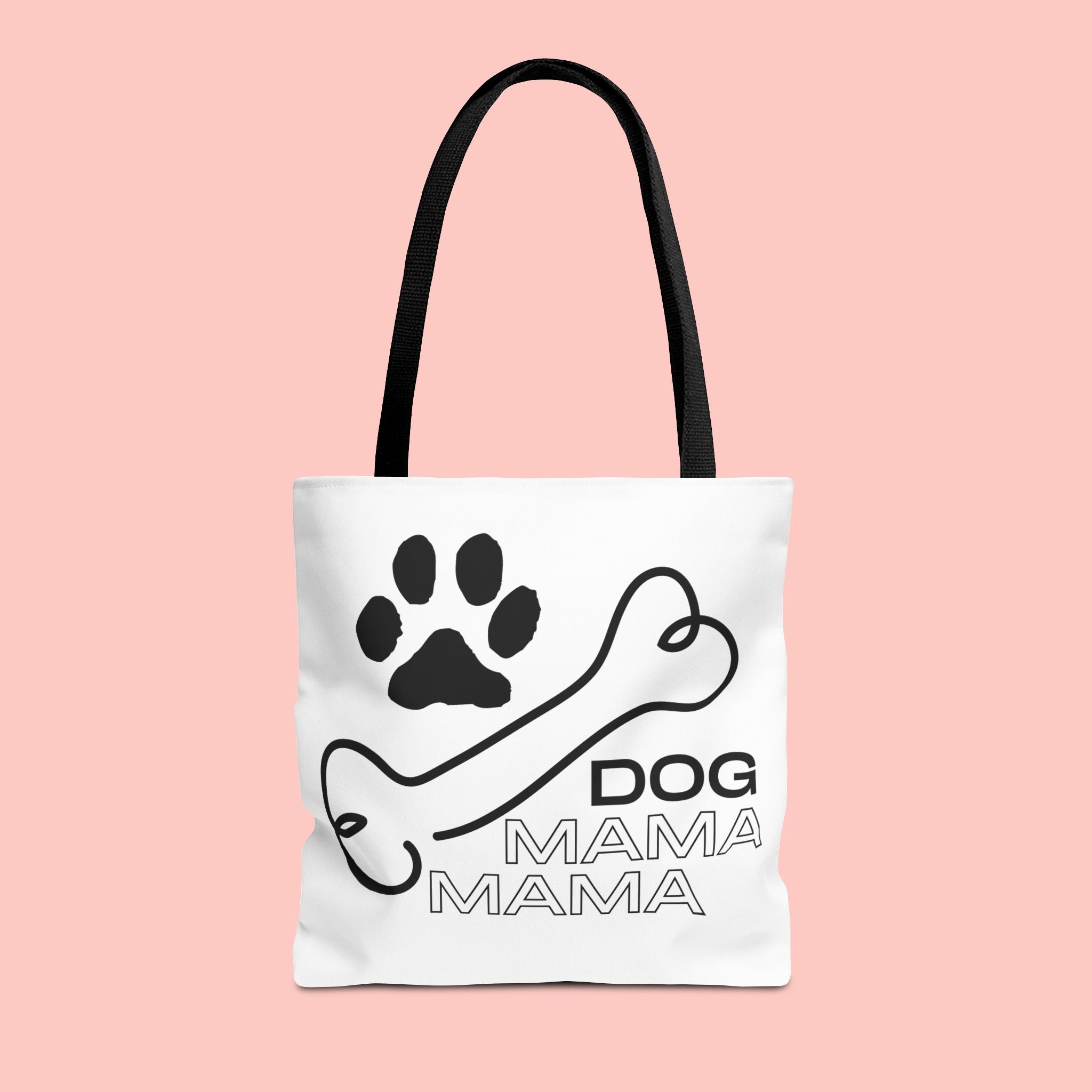 Dog Mama Tote Bag — Paw Print & Bone Graphic Canvas Shopper