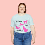 Paws Over People Tee — Pink Cats & Dogs Graphic T-Shirt