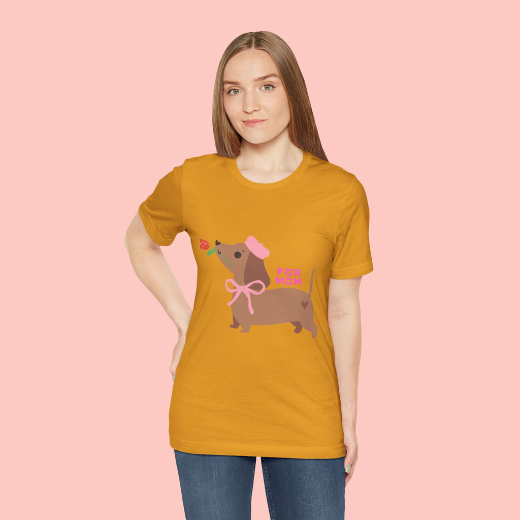 Mommy’s Dachshund Tee – Cute Dog with Rose “For Mom” Shirt