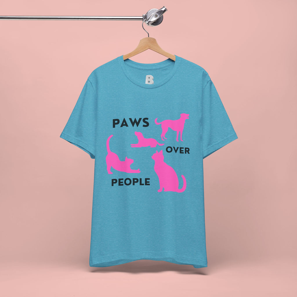 Paws Over People Tee — Pink Cats & Dogs Graphic T-Shirt