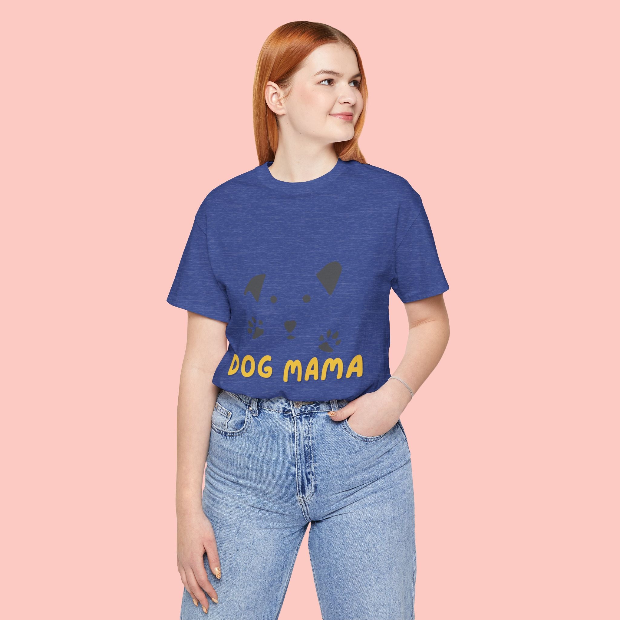 Dog Mama Graphic Tee — Cute Paw Print Dog Face T-Shirt for Dog Lovers