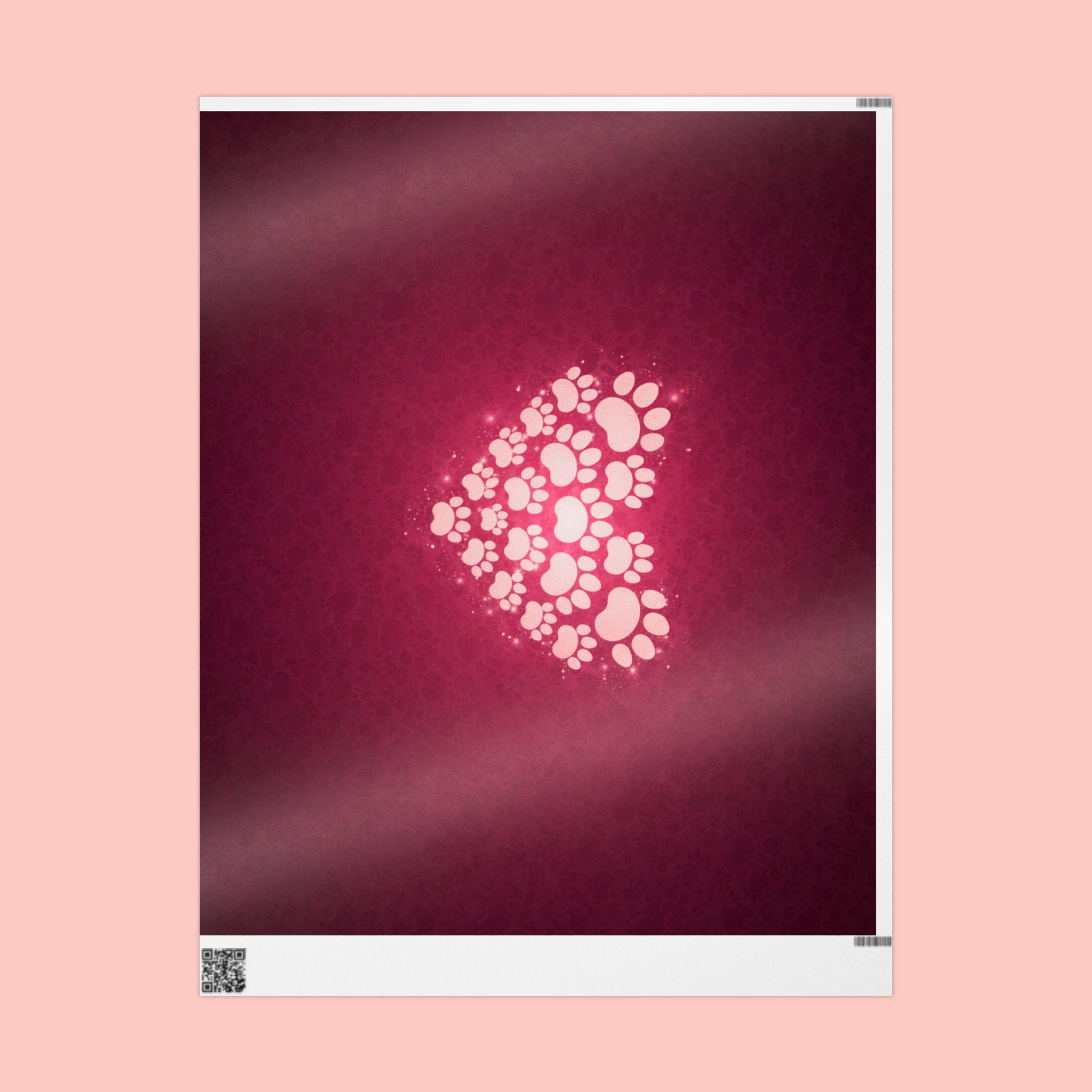 Valentine Heart Lights Wrapping Paper Roll - Romantic Burgundy Gift Wrap