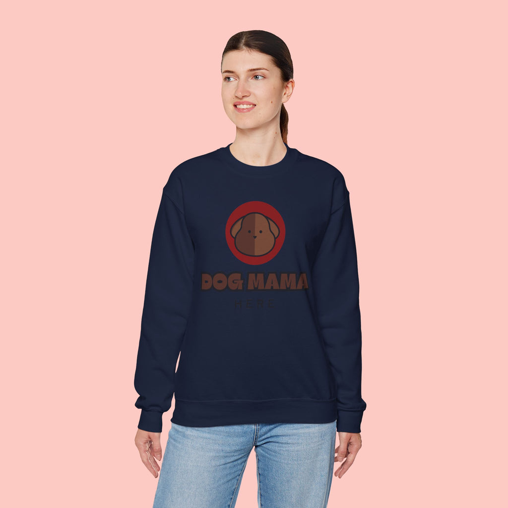 Dog Mama Crewneck Sweatshirt – Cute Brown Pup Graphic ‘Dog Mama’ Design
