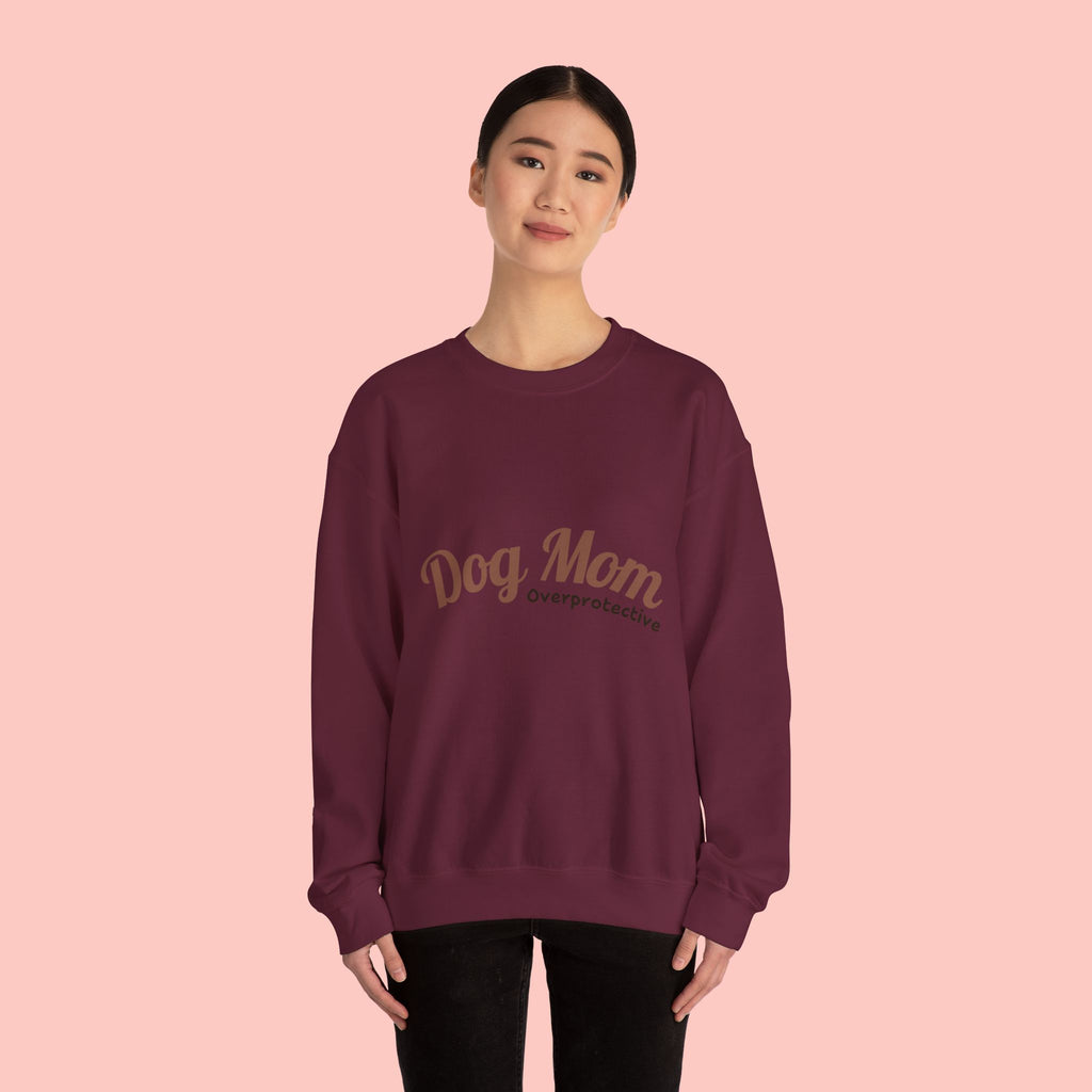 Dog Mom Crewneck Sweatshirt — "Overprotective" Cozy Pet Lover Pullover