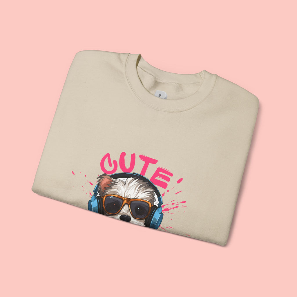 Cute Dog Sweatshirt — Cool Pup with Headphones Graphic Crewneck