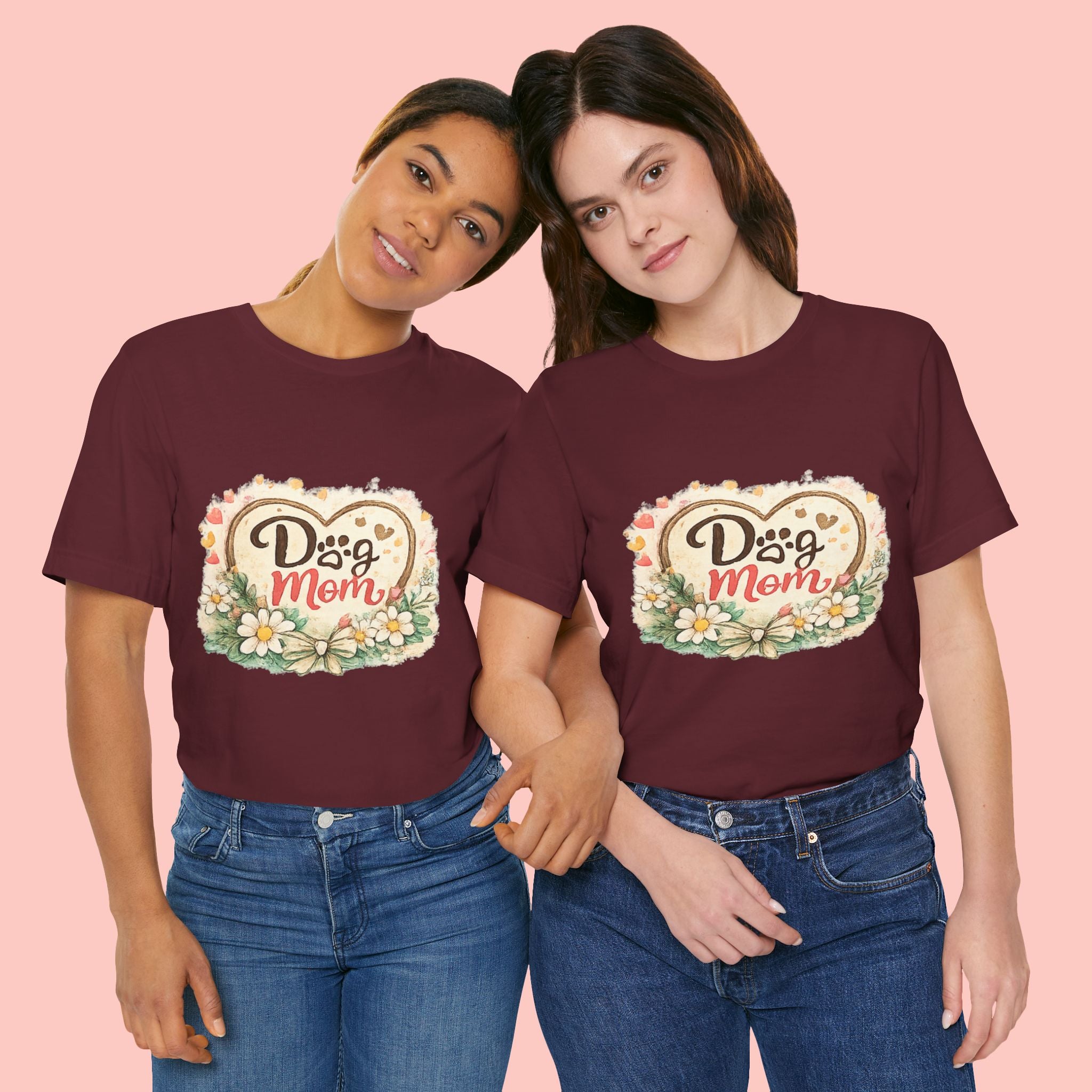 Dog Mom T-Shirt – Floral Heart Paw Design