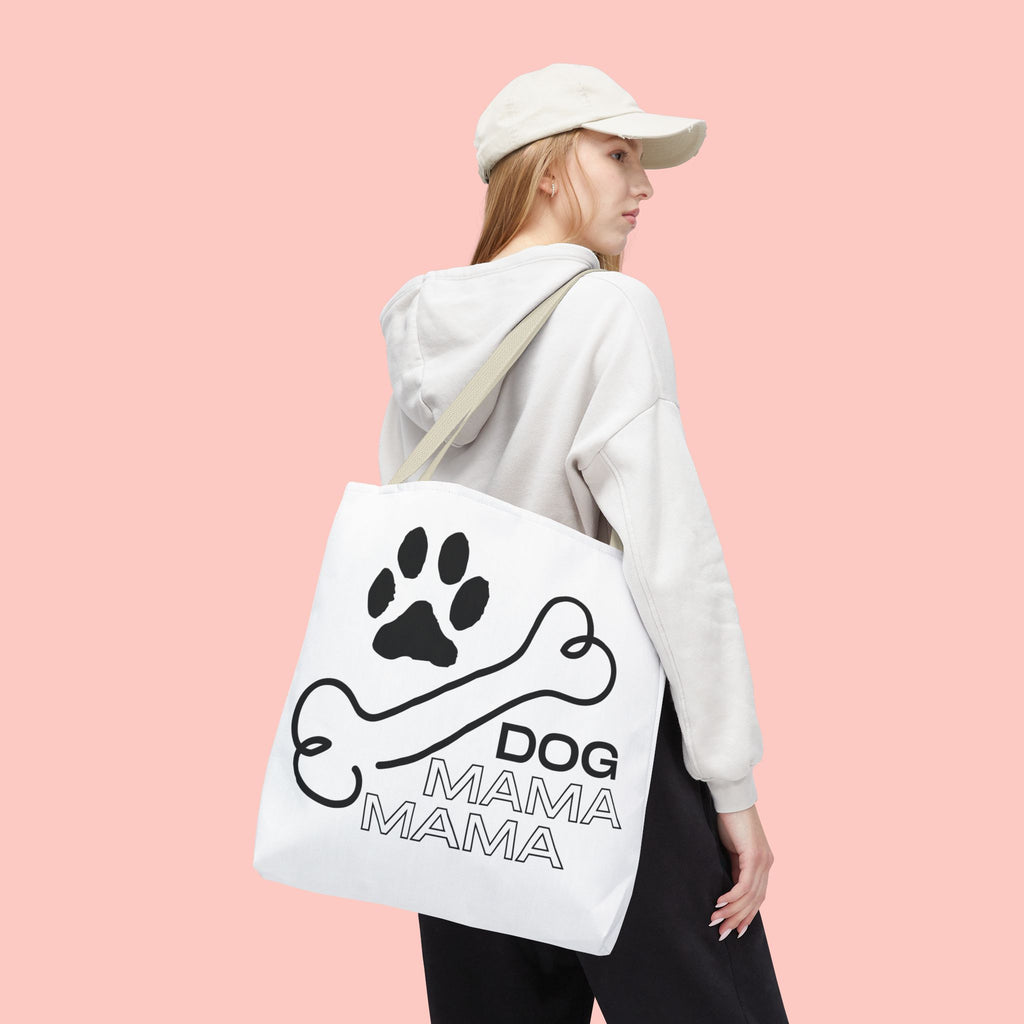 Dog Mama Tote Bag — Paw Print & Bone Graphic Canvas Shopper