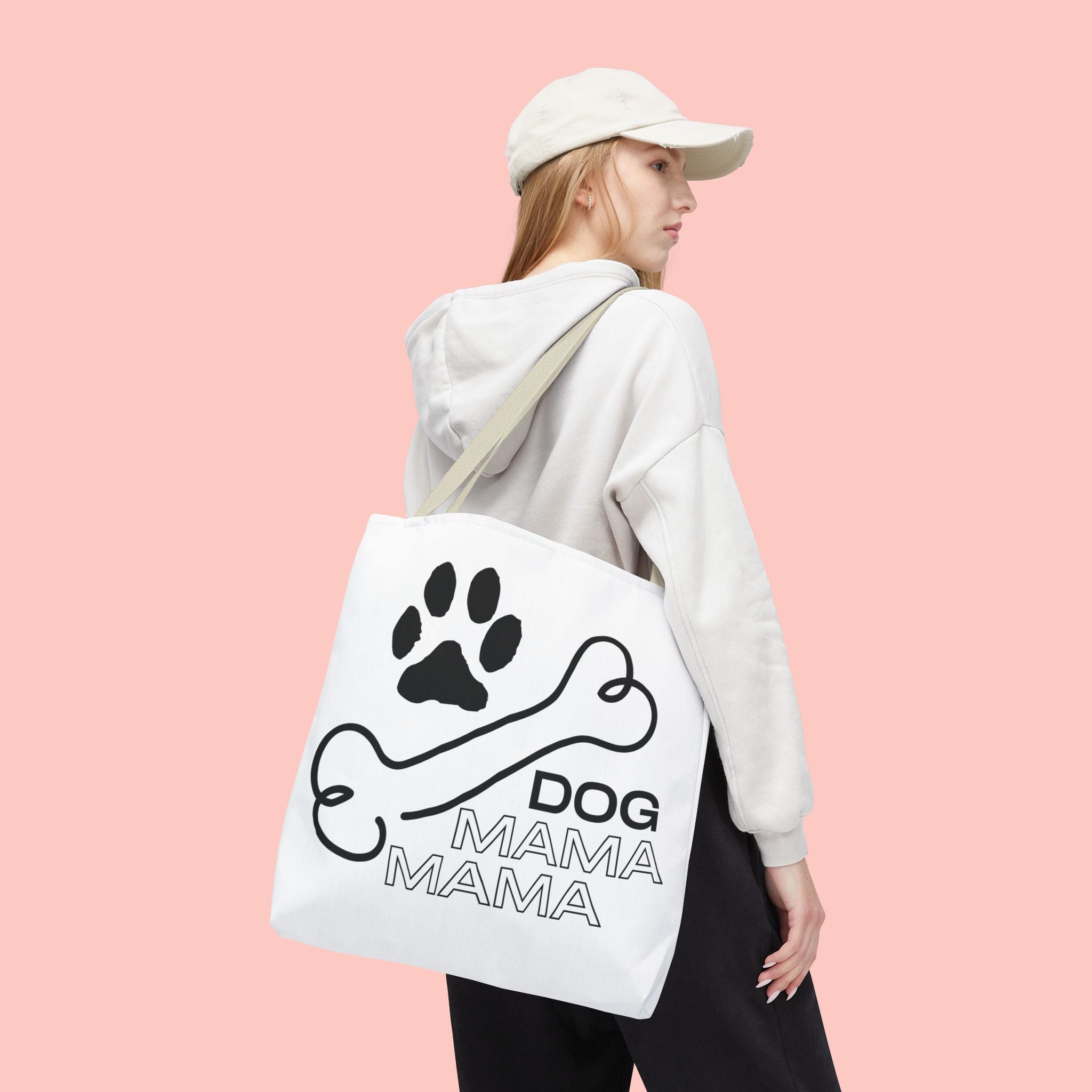 Dog Mama Tote Bag — Paw Print & Bone Graphic Canvas Shopper