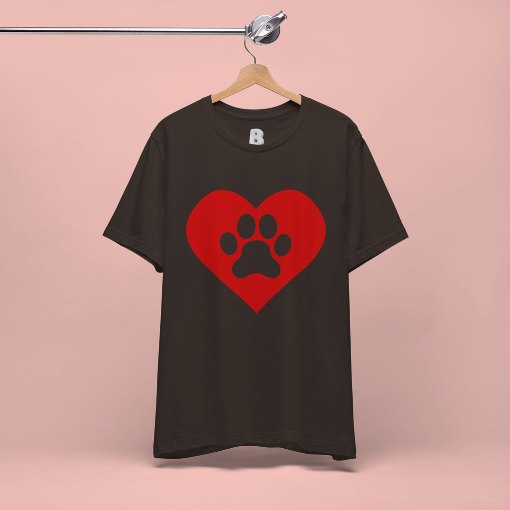 Pet Lover T-Shirt — Red Heart Paw Print Tee
