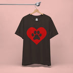 Pet Lover T-Shirt — Red Heart Paw Print Tee