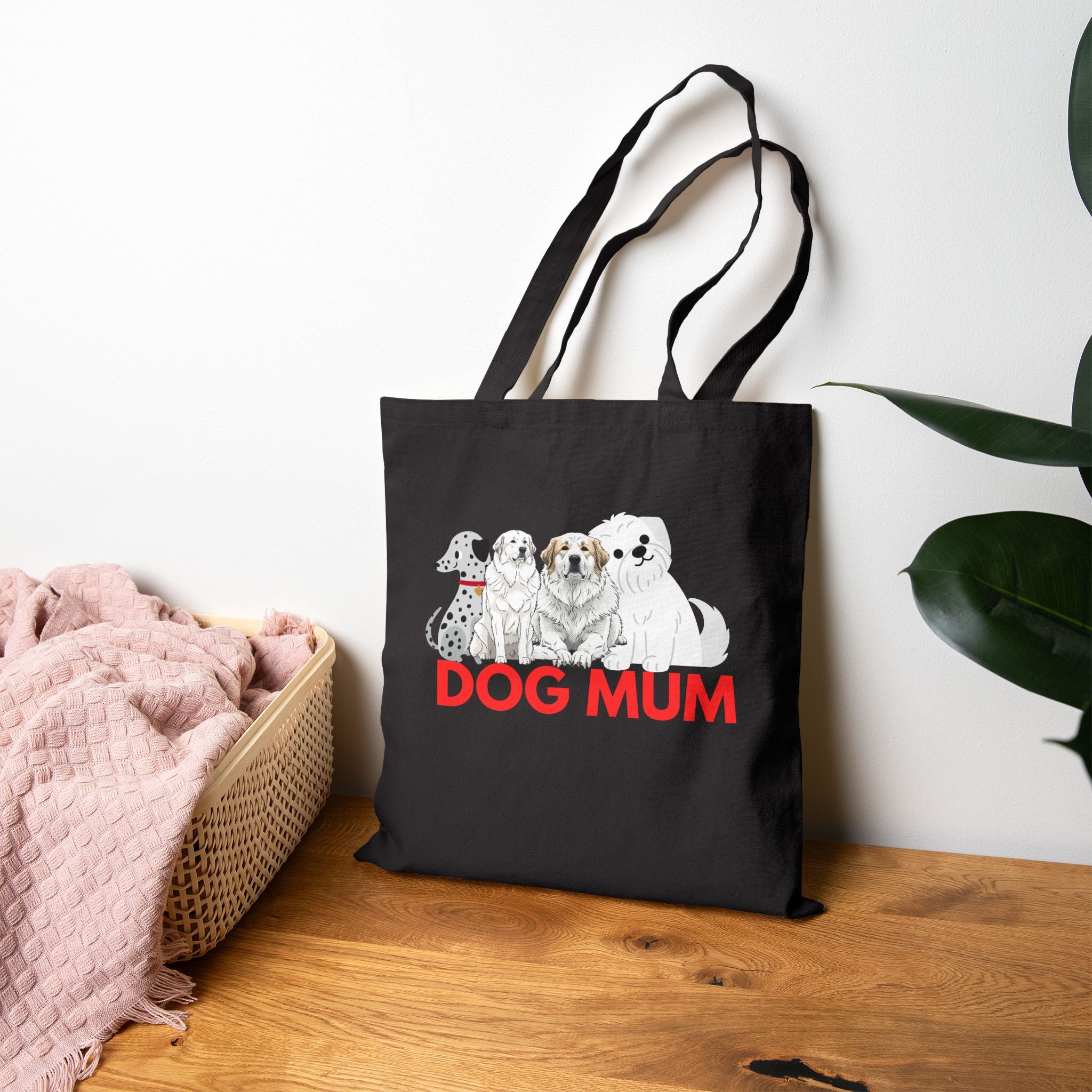Dog Mum Canvas Tote — Cute Illustrated Dogs Cotton Shopper Bag