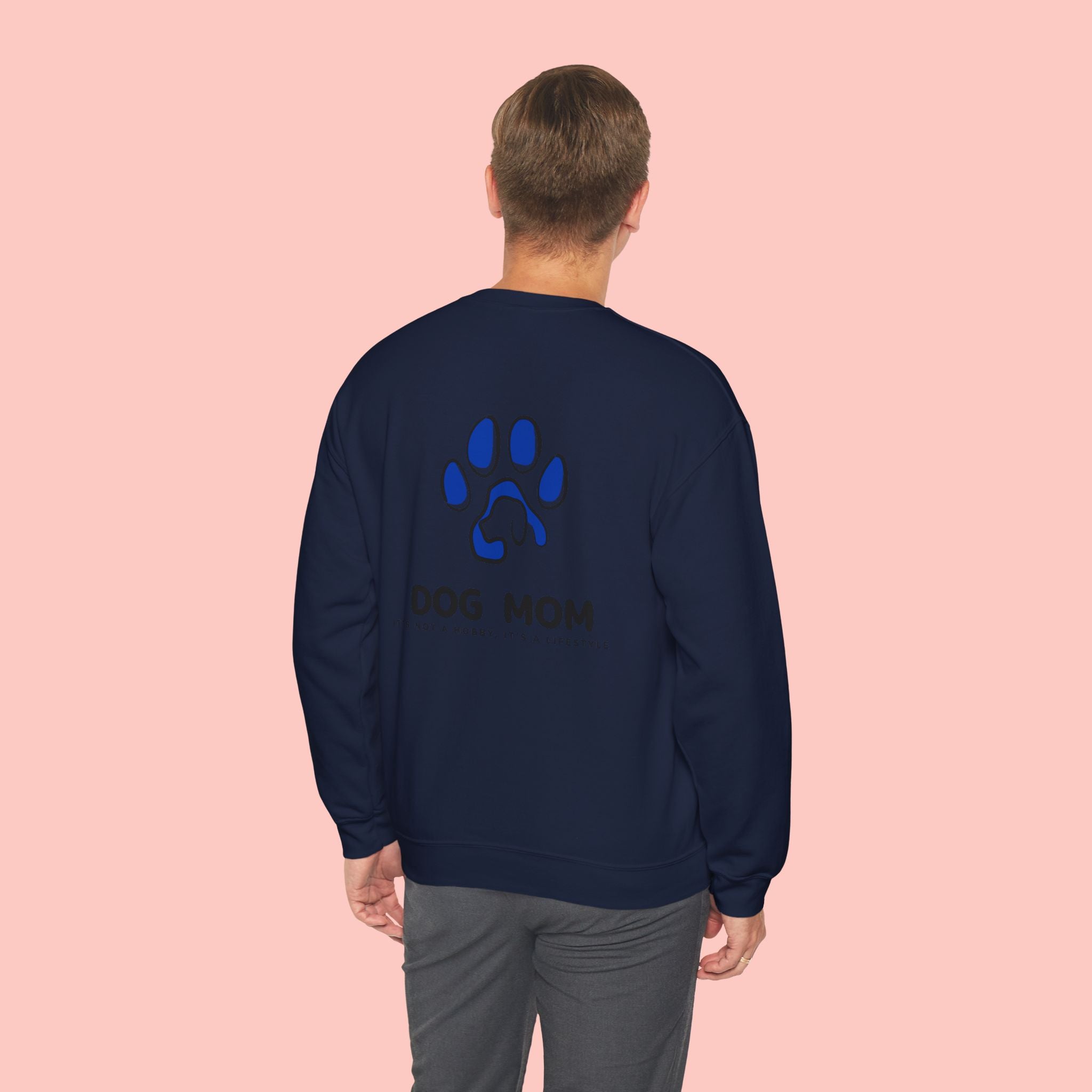 Dog Mom Crewneck Sweatshirt — Blue Paw Graphic
