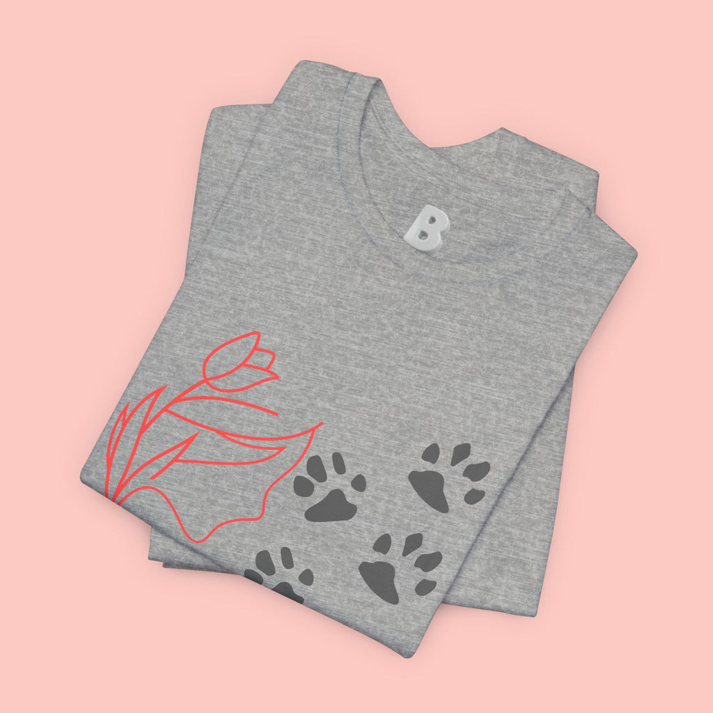 Dog Cuddle Tee – "Would Rather Cuddle My Dog" Paw Print Floral T-Shirt