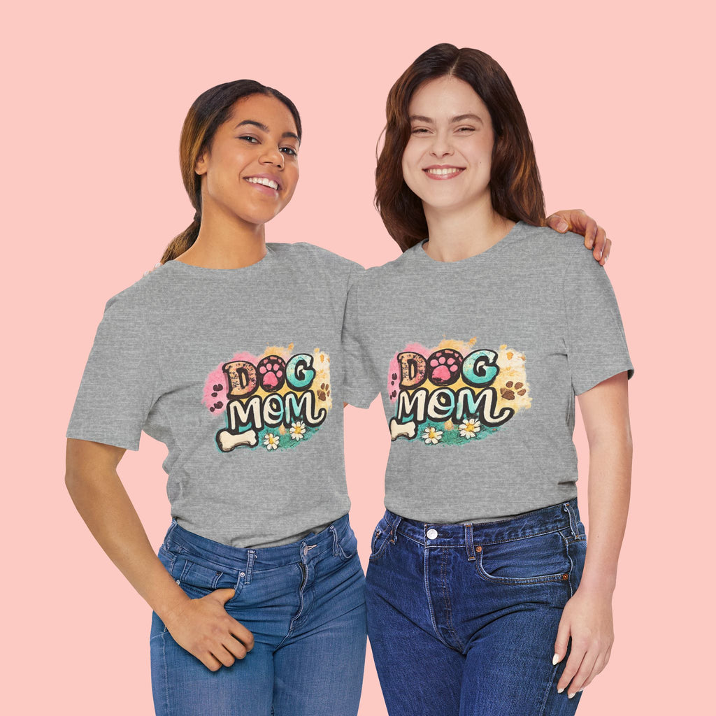 Dog Mom T-Shirt — Colorful Paw Print Graphic Tee for Pet Lovers