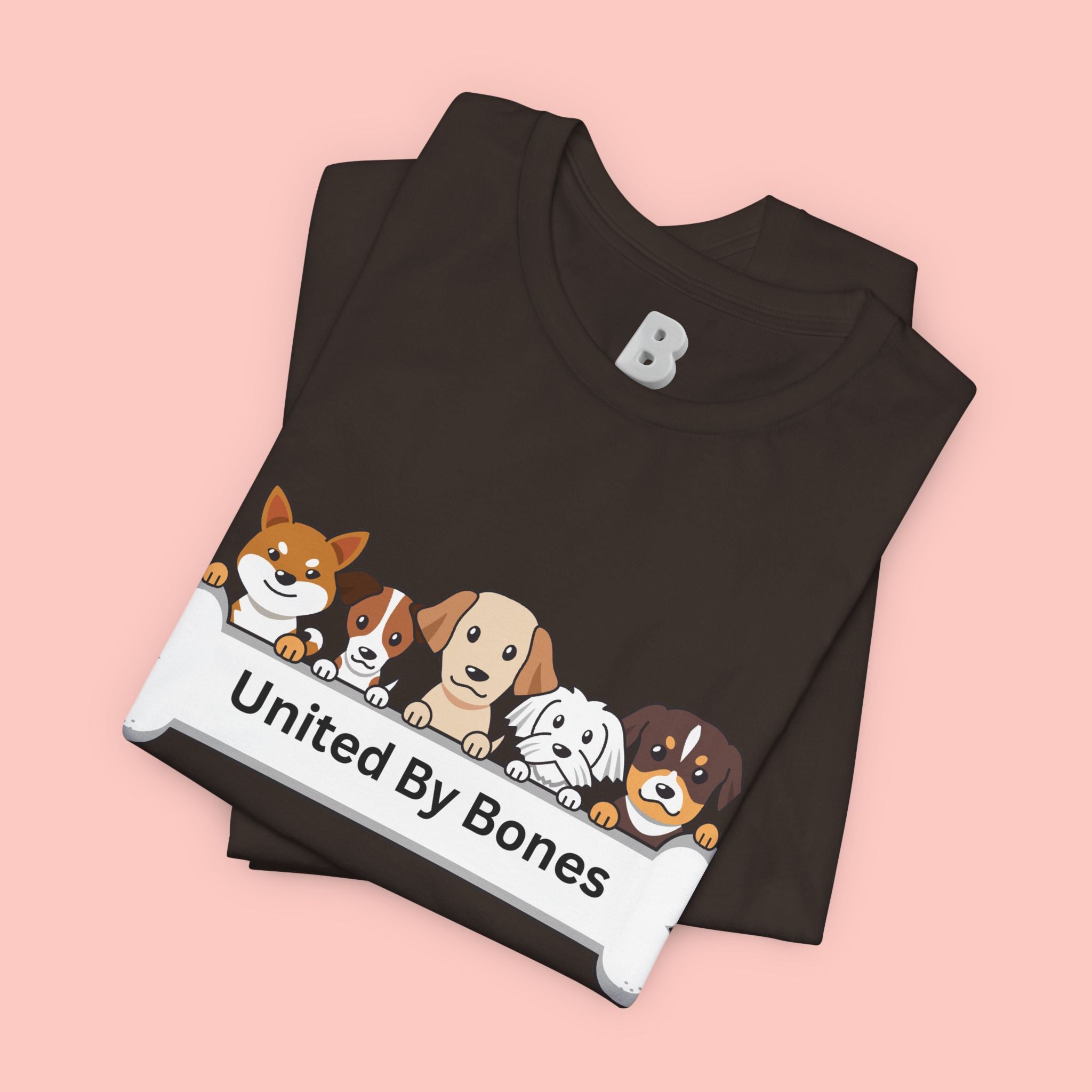 Dog Lover T‑Shirt — "United By Bones" Cute Cartoon Dogs Tee