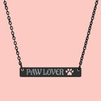 Paw Lover Cutout Bar Necklace — Engraved Paw Print Pendant
