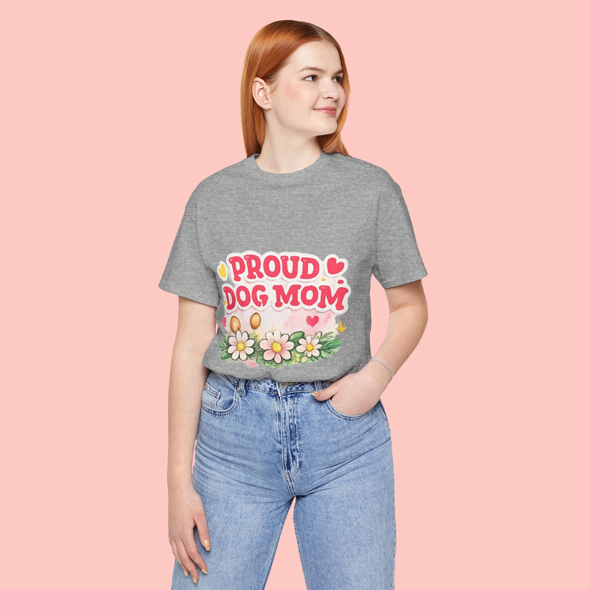 Proud Dog Mom Tee – Floral Retro Heart Design