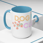 Dog Mom Club Accent Coffee Mug – Colorful Paw Print 11/15oz