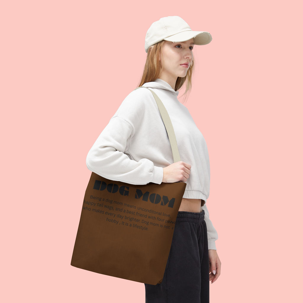 Dog Mom Tote Bag - 'Dog Mom' Printed Canvas Carryall, Gift for Dog Lovers