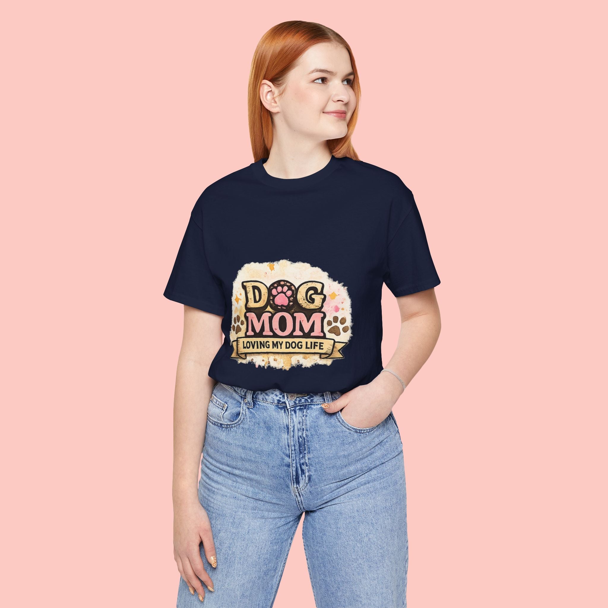 Dog Mom T-Shirt – "Loving My Dog Life" Cute Paw Print Tee for Pet Moms