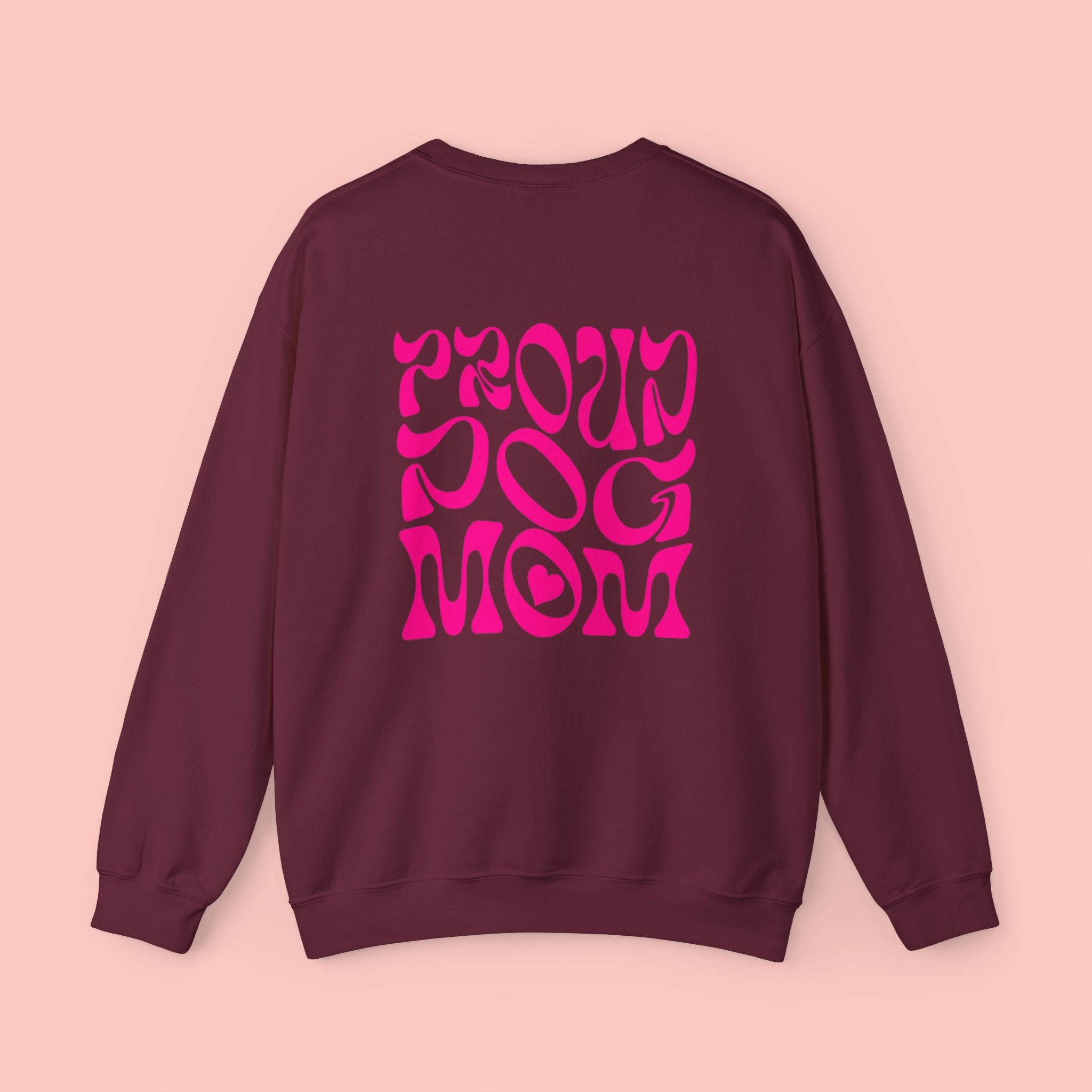 Proud Dog Mom Crewneck Sweatshirt — Retro Pink Graphic