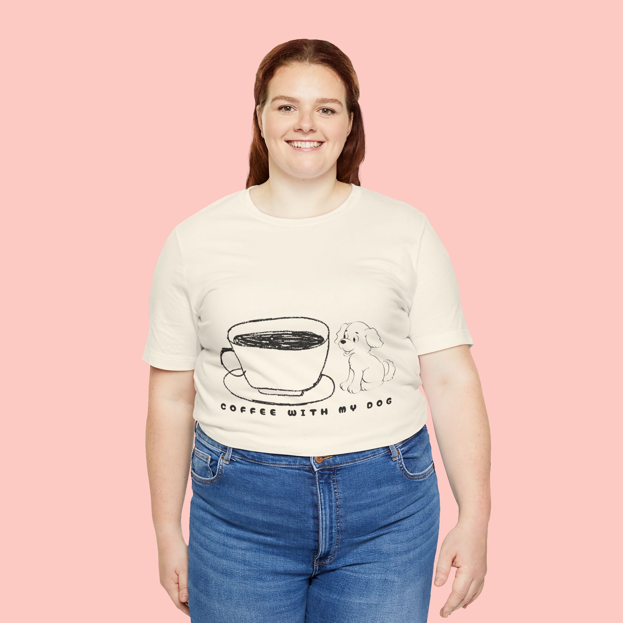 Coffee With My Dog T‑Shirt — Cute Minimalist Dog & Coffee Tee