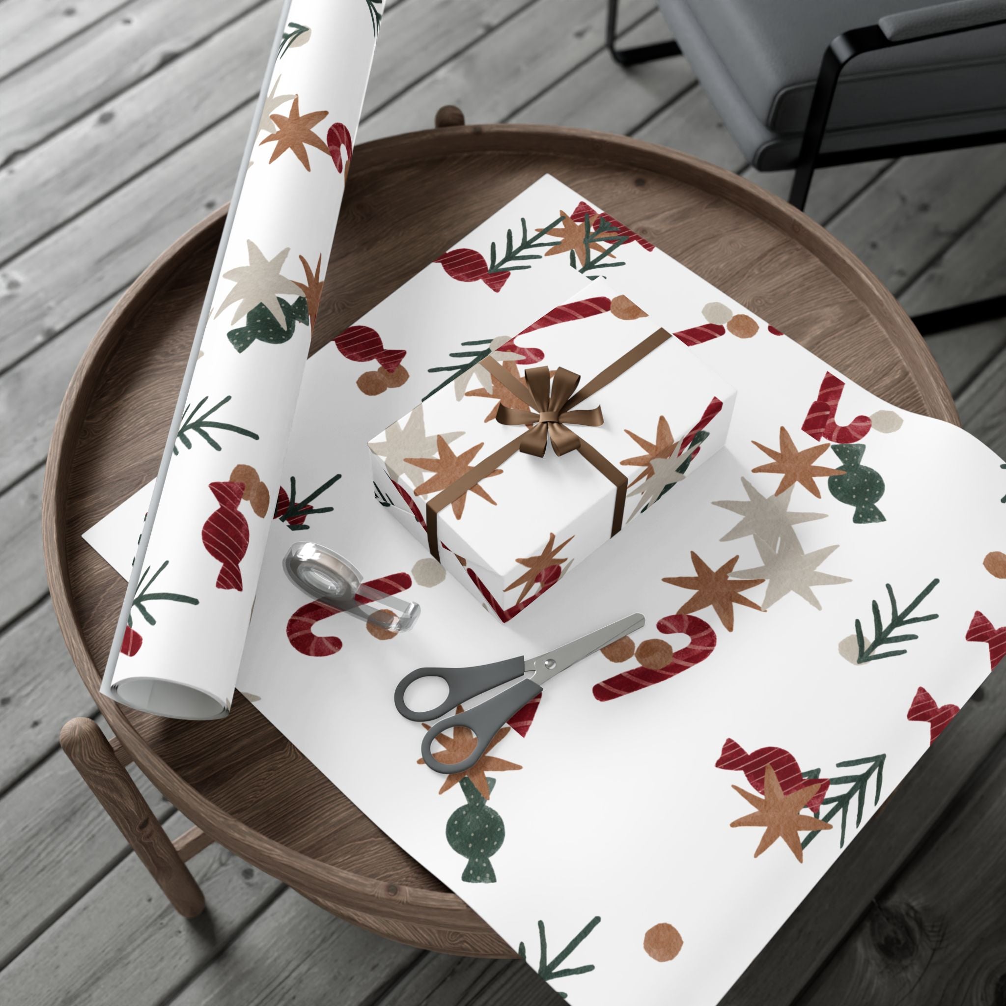 Holiday Candy Cane Gift Wrap Paper