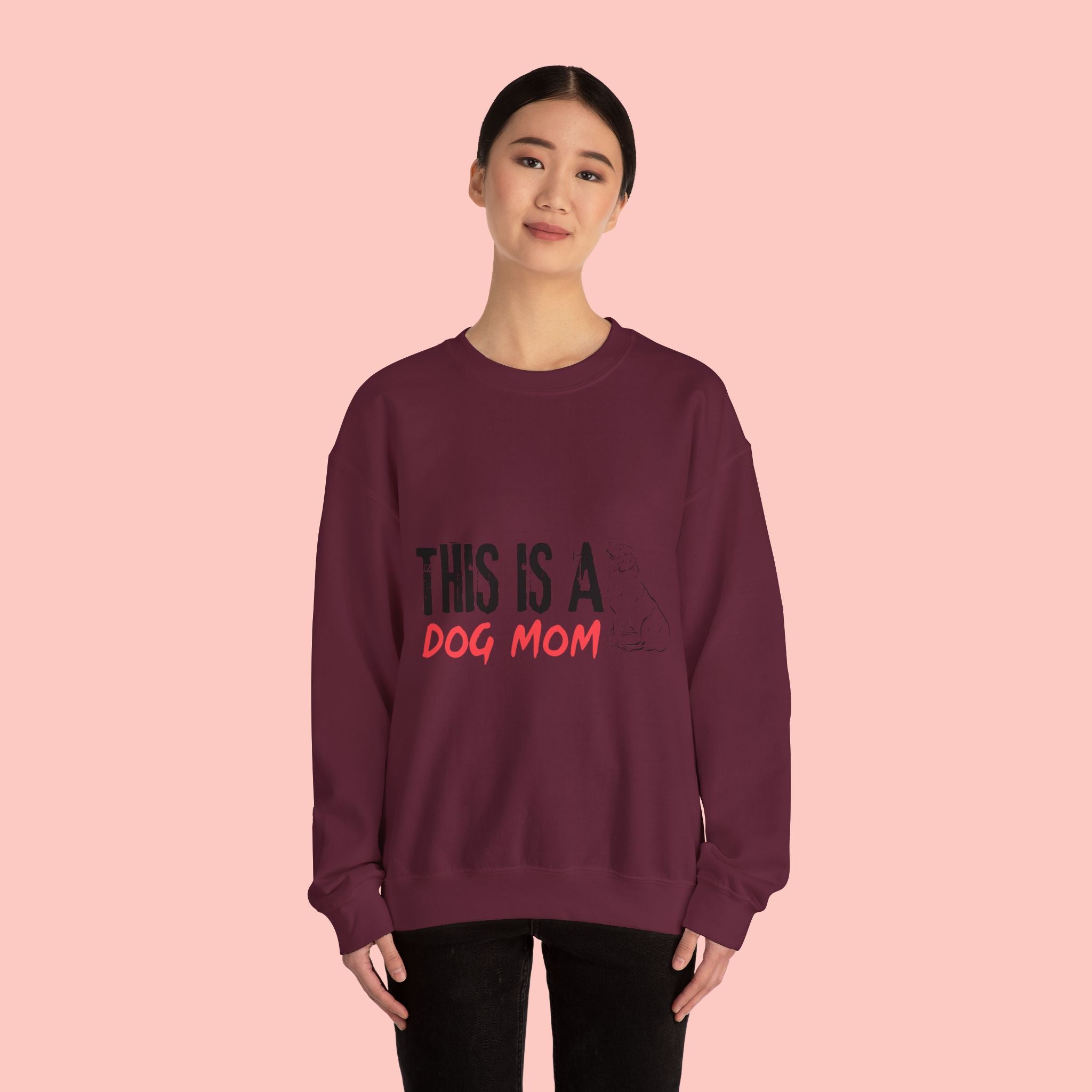 Dog Mom Crewneck Sweatshirt — "This Is A Dog Mom" Cozy Pullover