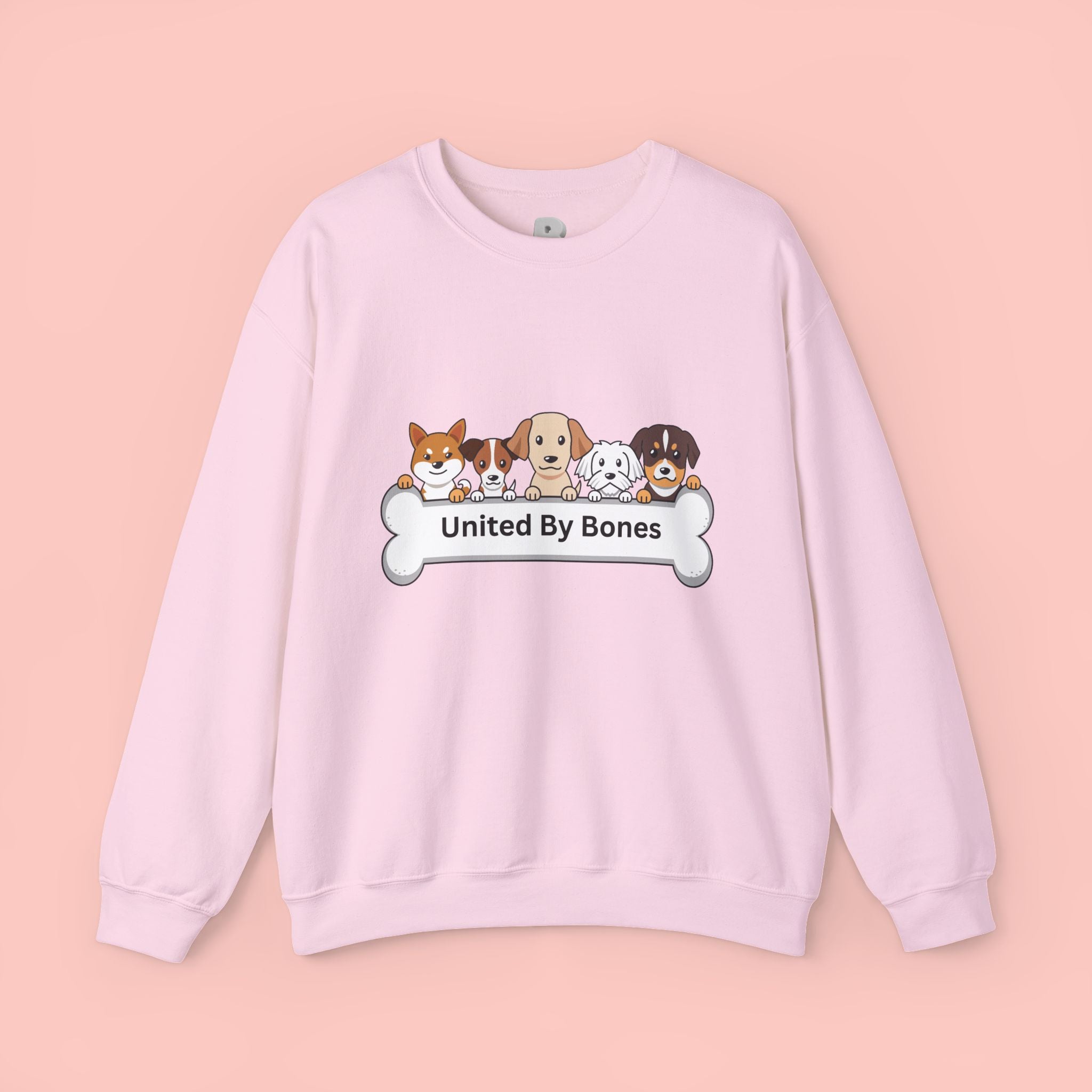 Dog Crewneck Sweatshirt — "United By Bones" Cute Puppy Graphic