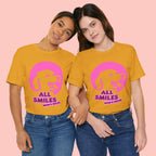 All Smiles Mom's Rules T-Shirt — Cute Pink Dog Graphic Tee for Moms & Pet Lovers