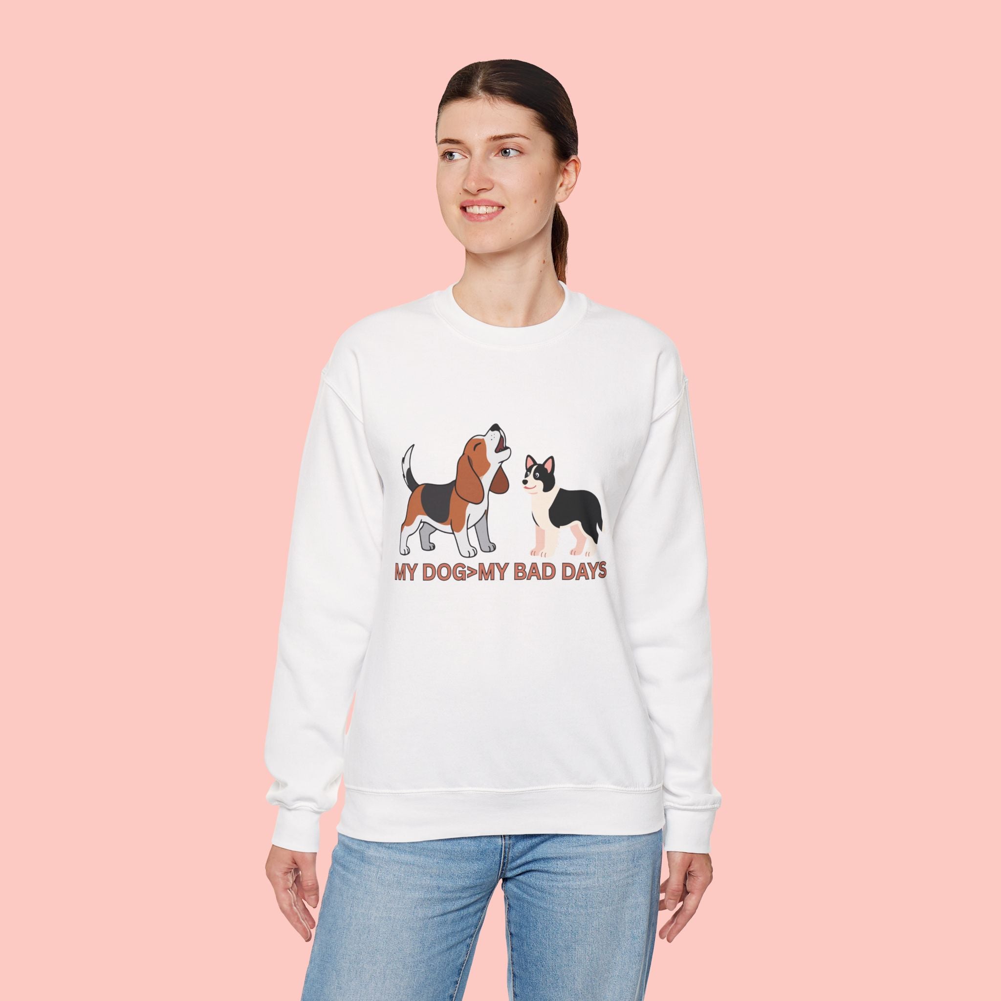 My Dog My Bad Days Sweatshirt – Cute Beagle & Corgi Crewneck for Dog Lovers