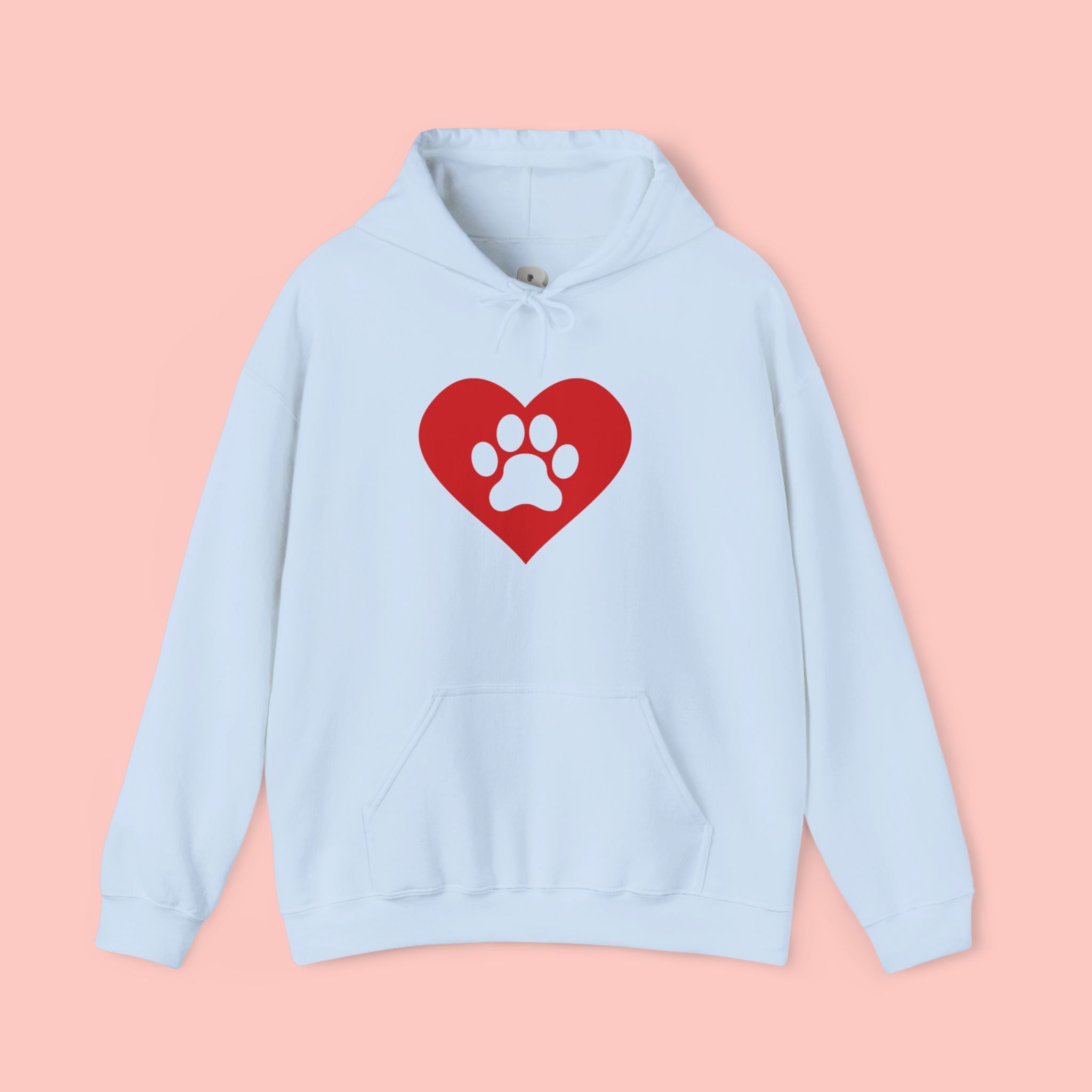 Heart Paw Hoodie — Cute Red Paw Print Animal Lover Sweatshirt