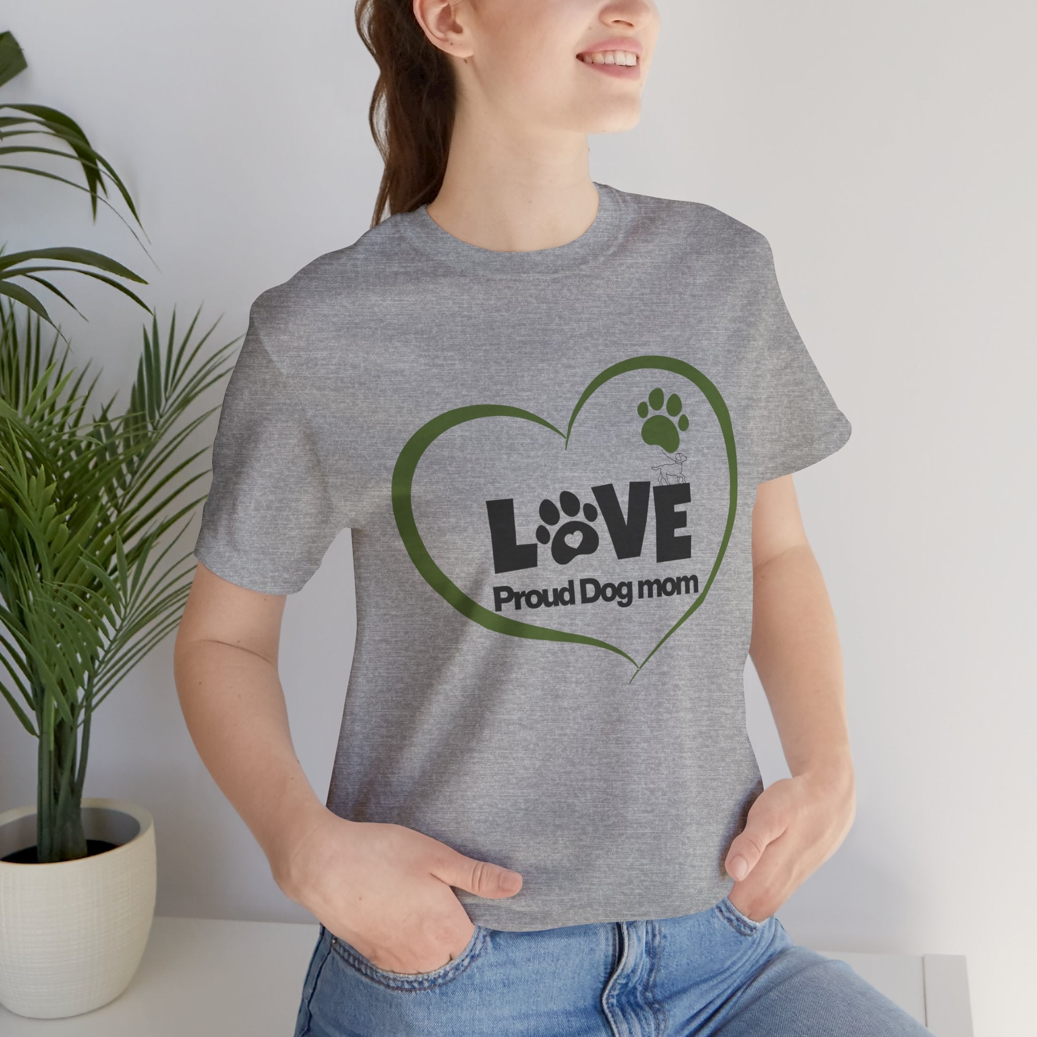 Dog Mom Love T-Shirt — "LOVE Proud Dog Mom" Heart Paw Tee