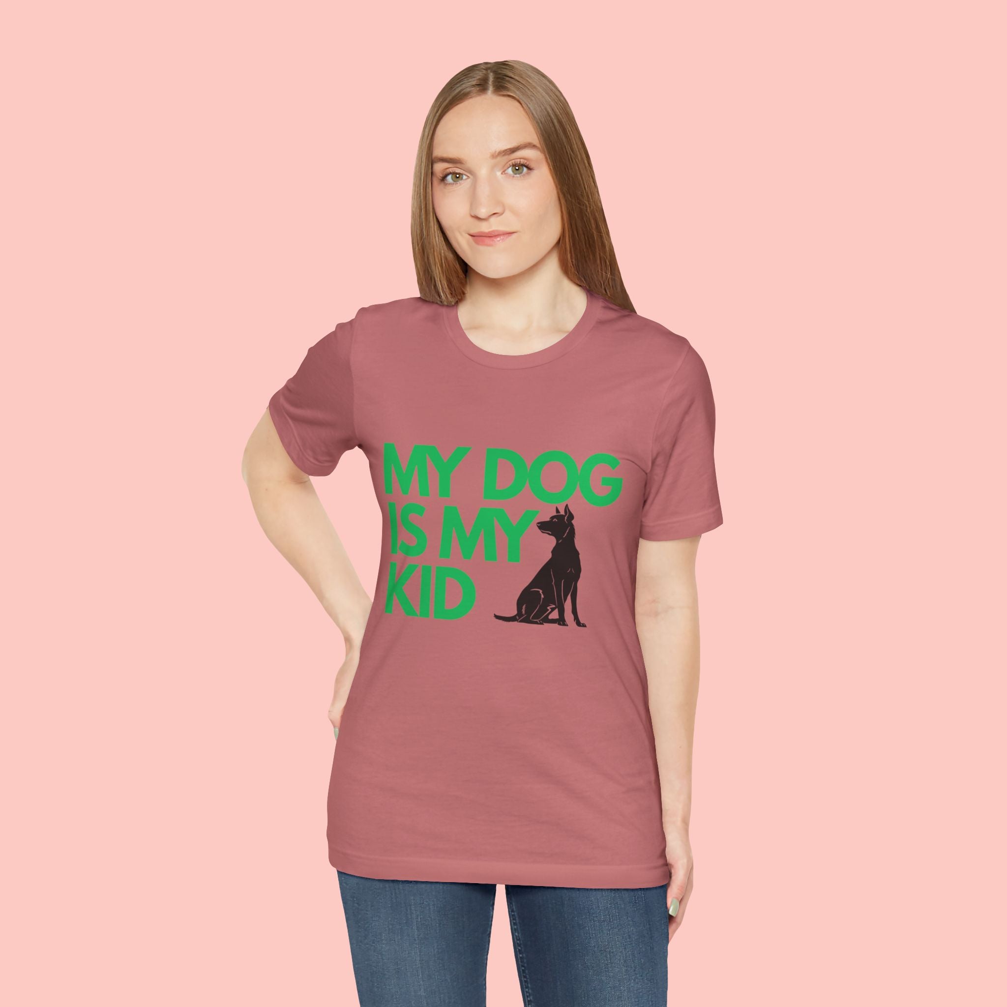 My Dog Is My Kid T-Shirt — Funny Pet Mom/Dad Tee with Sitting Dog Graphic