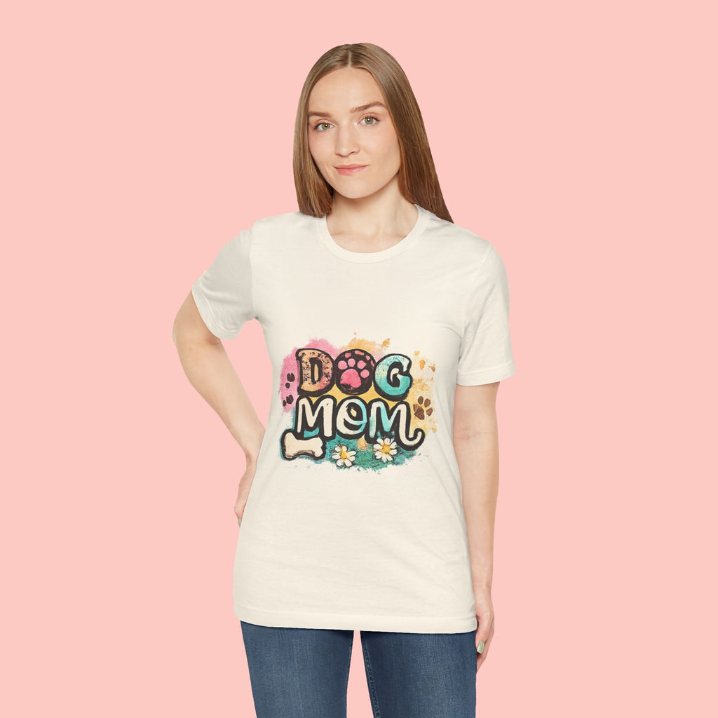 Dog Mom T-Shirt — Colorful Paw Print Graphic Tee for Pet Lovers