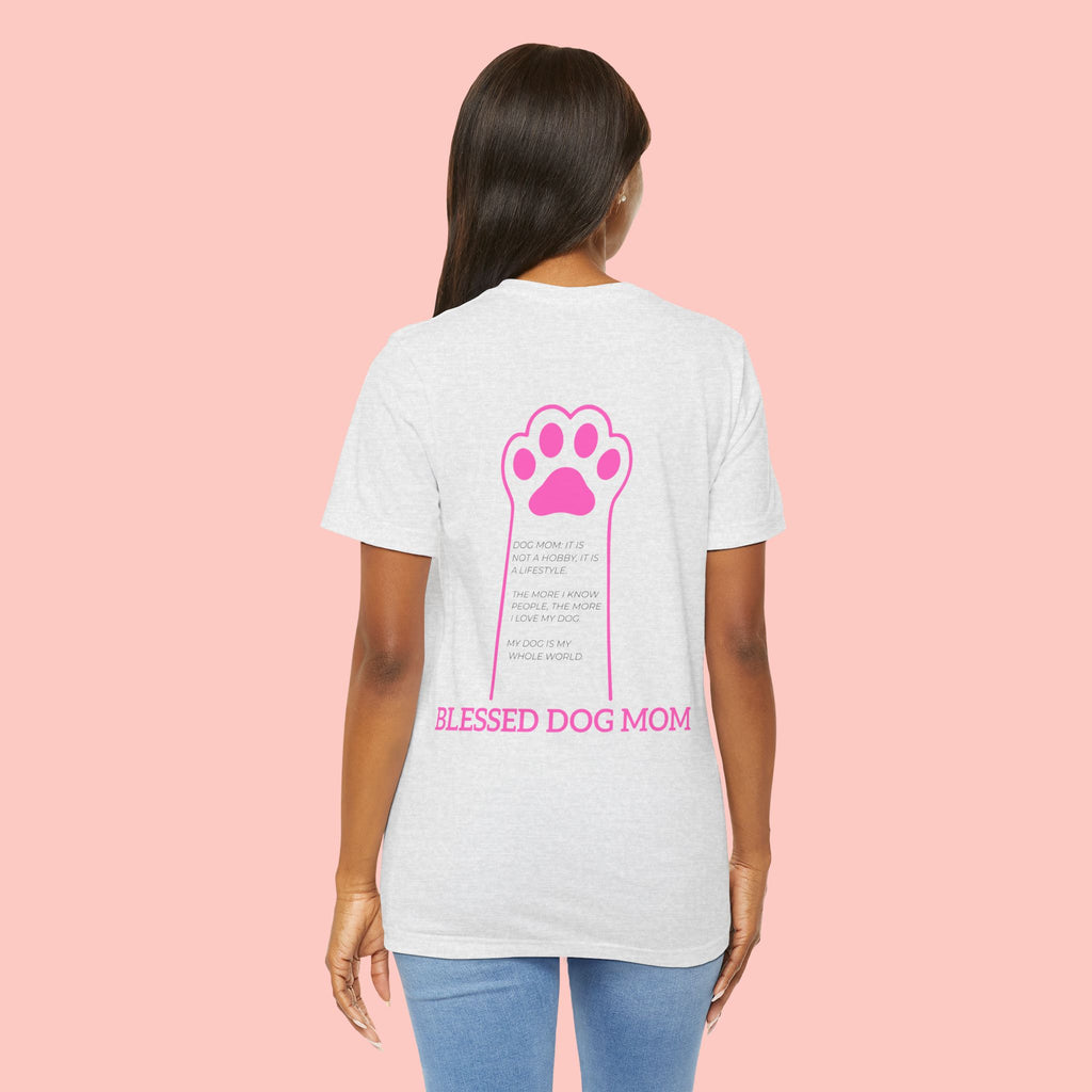 Blessed Dog Mom T-Shirt — Pink Paw Graphic Dog Lover Tee