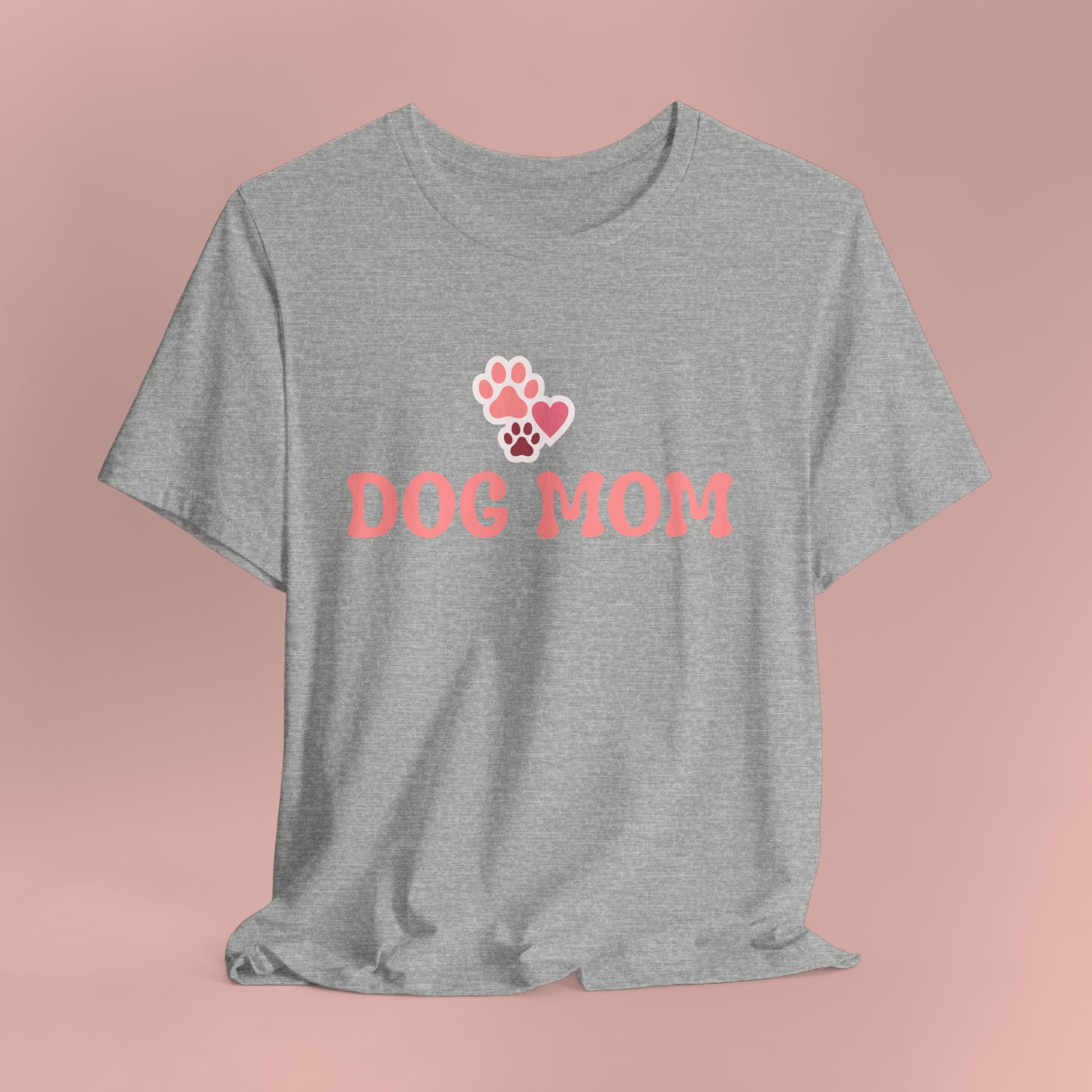 Dog Mom T-Shirt — Pink Paw Graphic Tee for Dog Lovers