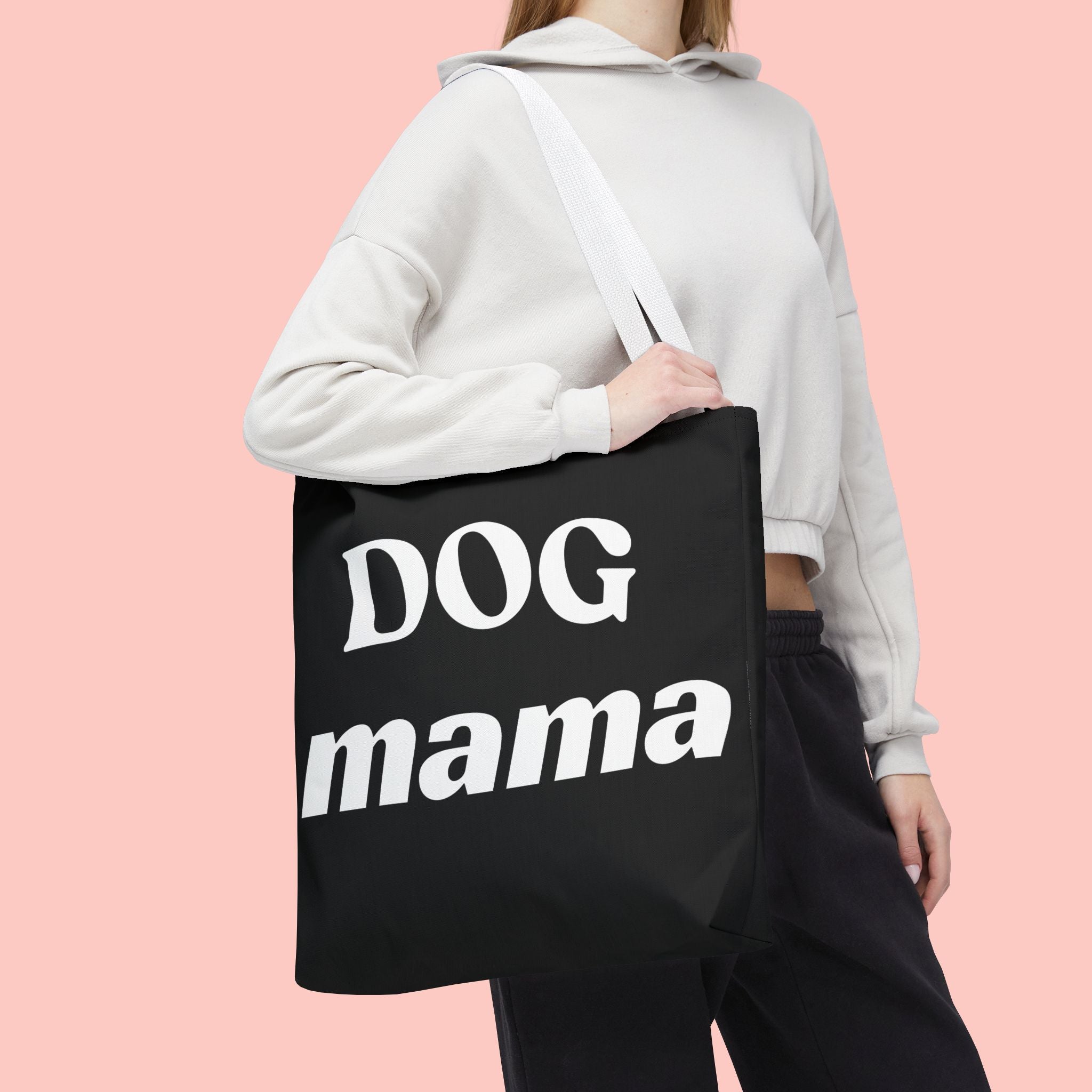 Dog Mama Tote Bag — Black Canvas Pet Lover Tote