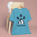 Dog Mom T‑Shirt — Paw Print with Dog & Puppy Graphic
