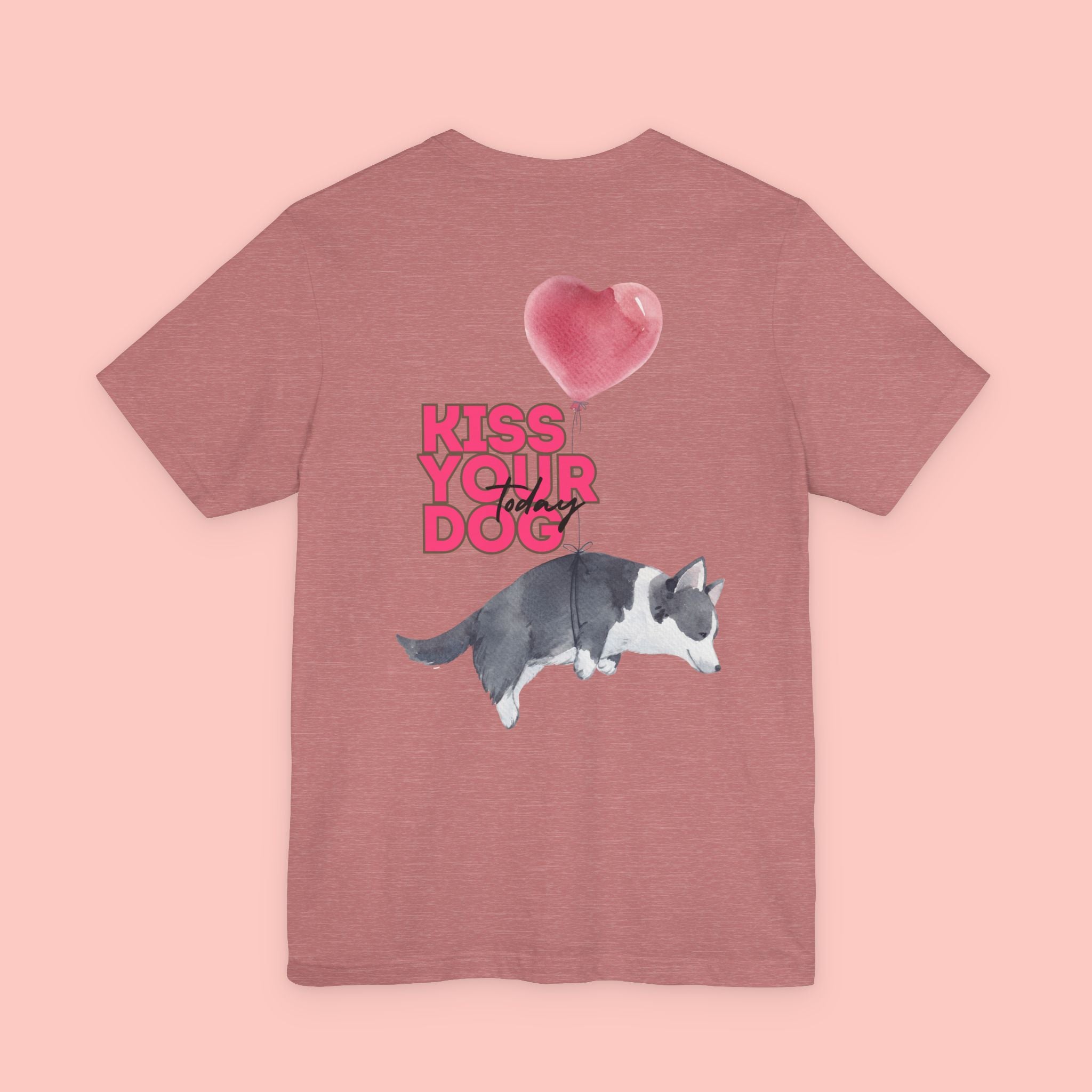 Kiss Your Dog Tee — Corgi Heart Balloon Graphic T-Shirt