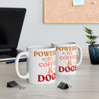 Coffee Powered Dog Mom Mug — Cute Floral Paw Print Ceramic Coffee Mug (11oz, 15oz)