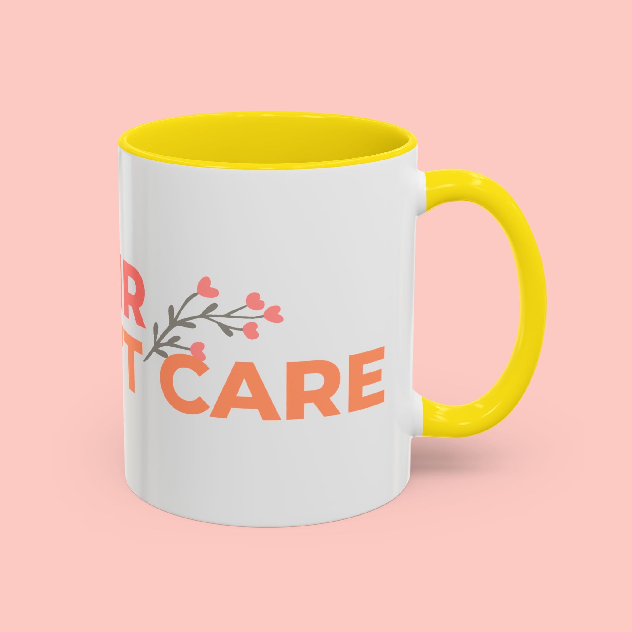 Accent Coffee Mug - "Growing Hair I Don't Care" Floral Script Coffee Mug