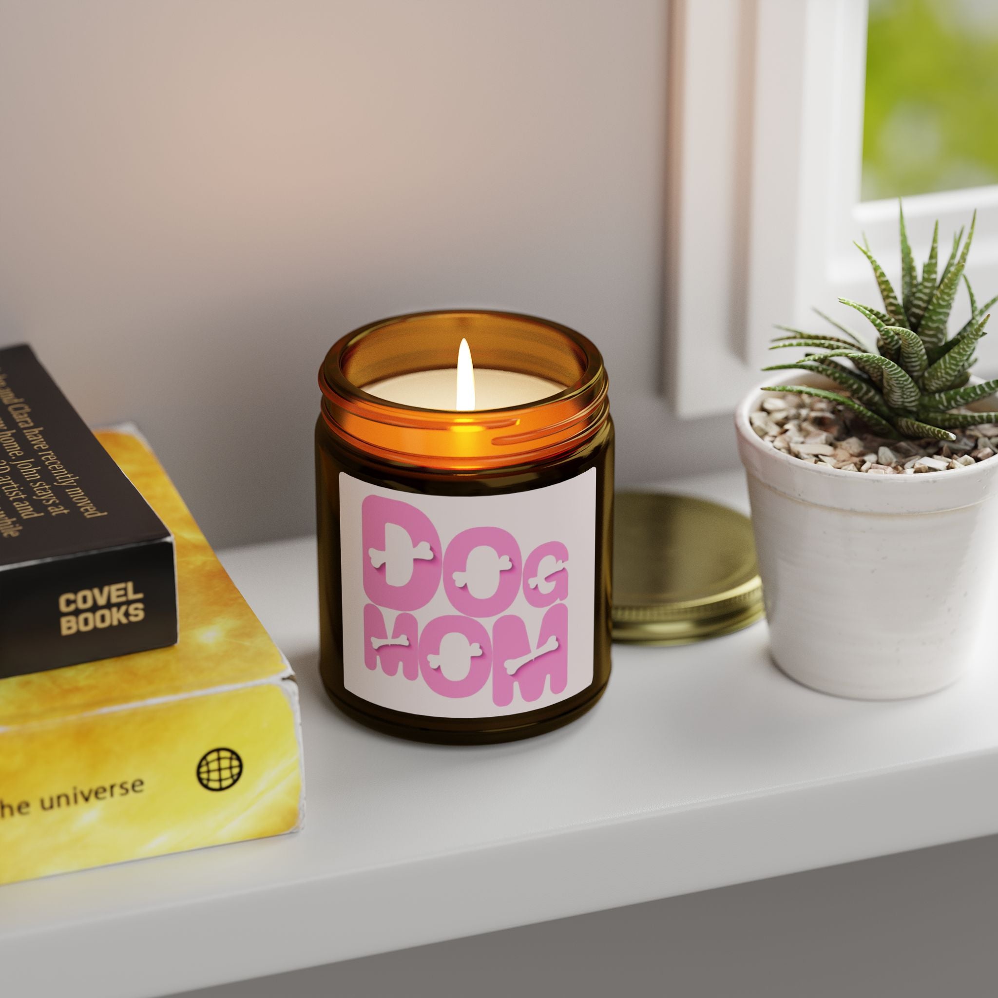 Dog Mom Scented Candle (Coconut Apricot Wax) — 4oz/9oz Gift for Pet Lovers