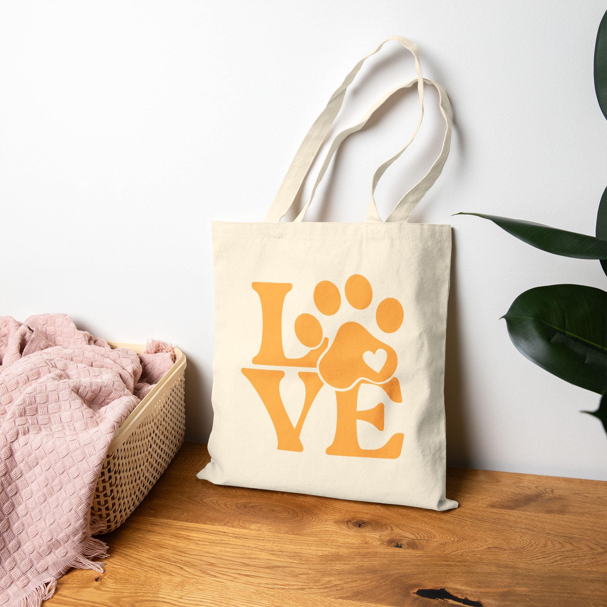 Love Paw Tote Bag — Cute Pet Lover Canvas Tote (LOVE with Paw Print)