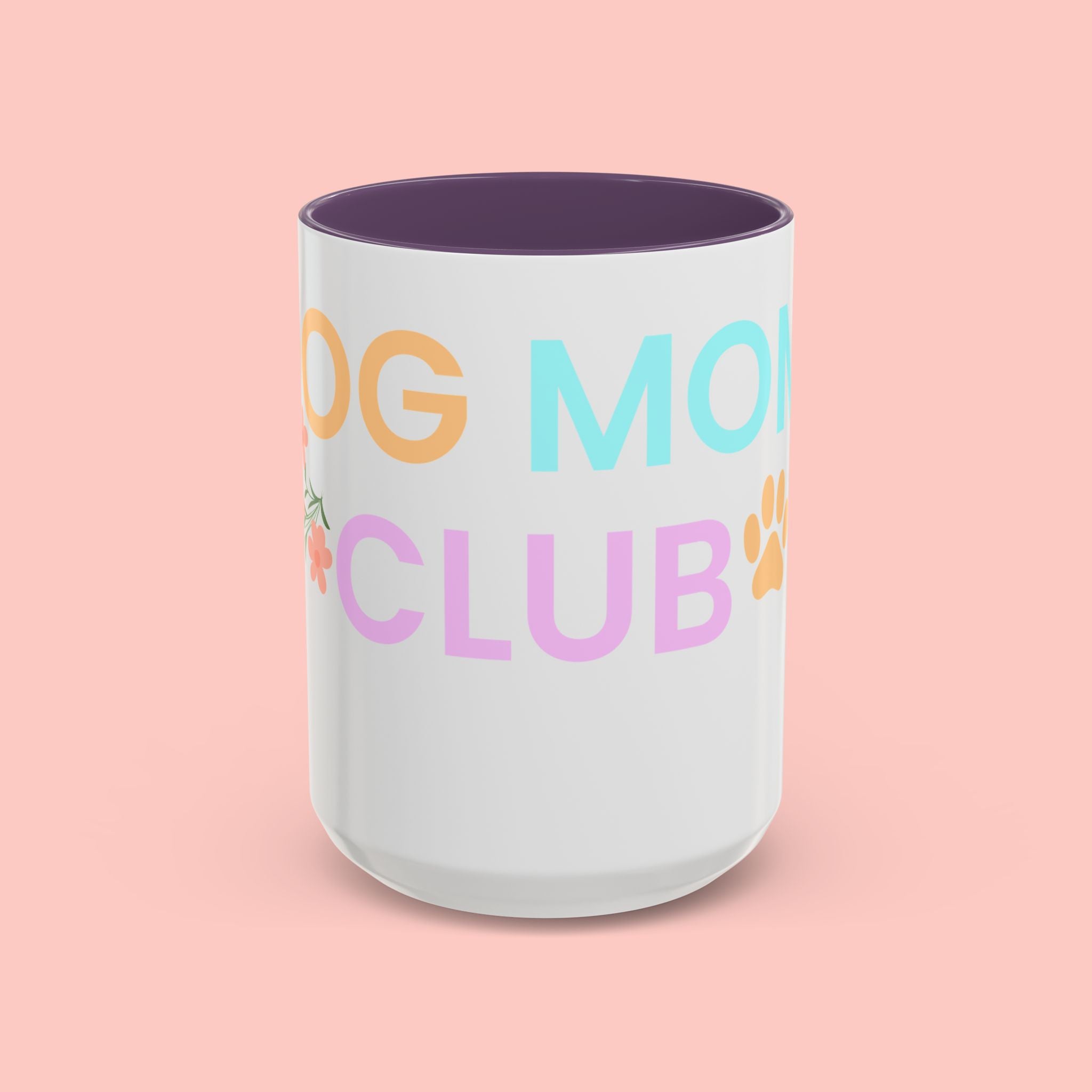 Dog Mom Club Accent Coffee Mug – Colorful Paw Print 11/15oz