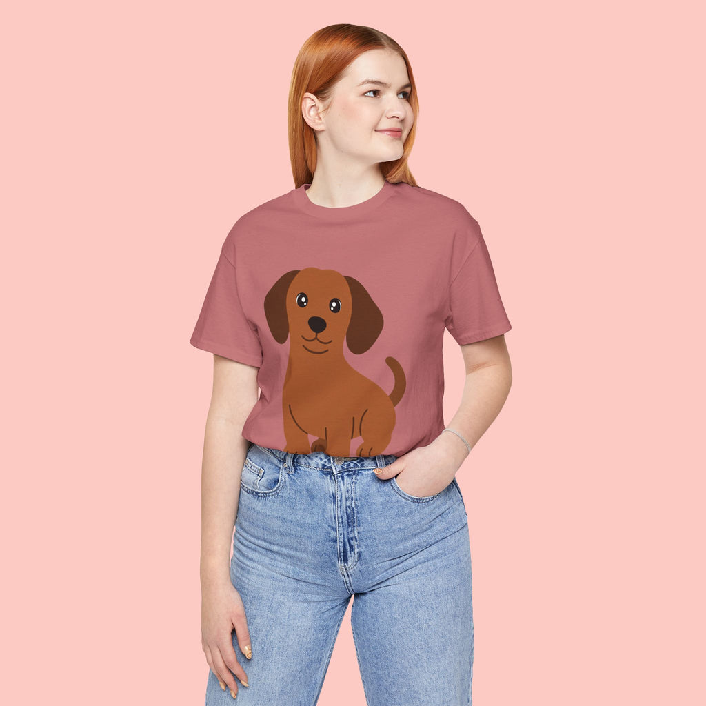 Dachshund Puppy Graphic T-Shirt — Cute Brown Dog Tee