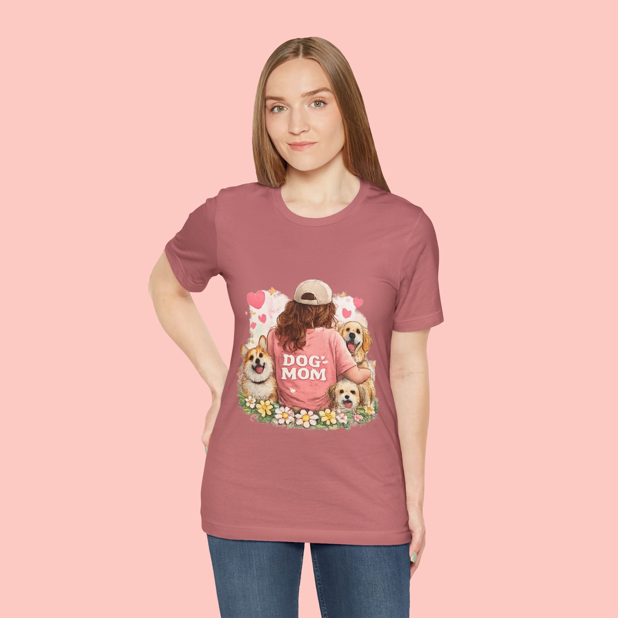 Dog Mom T-Shirt - Cute Woman with Dogs Graphic Tee