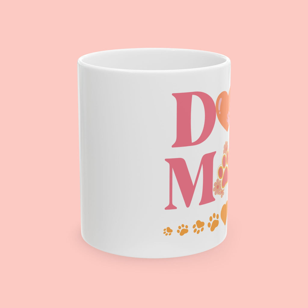 Dog Mom Ceramic Mug — Paw Print Heart Coffee Cup (11oz & 15oz)