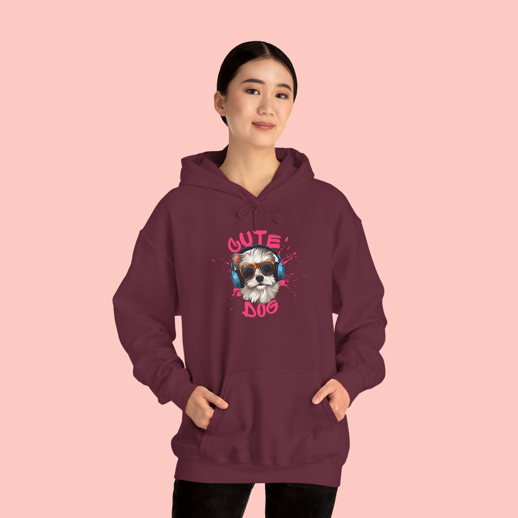Cute Dog Hoodie with Headphones – 'Cute Dog' Graphic Pet Lover Sweatshirt